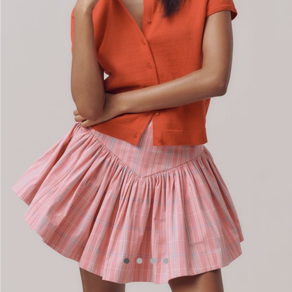 NWT Anthropologie Basque Waist Flirty Mini Plaid Skirt